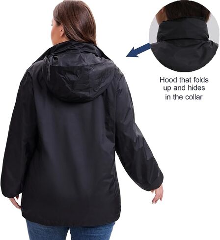 Women's Plus Size Rain Jacket Waterproof Windbreaker 1X-5X Wondproof Raincoat for Hiking Travel with Hood in Saudi Arabia