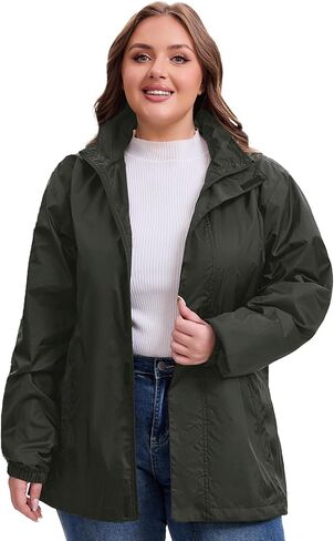 Women's Plus Size Rain Jacket Waterproof Windbreaker 1X-5X Wondproof Raincoat for Hiking Travel with Hood in Saudi Arabia
