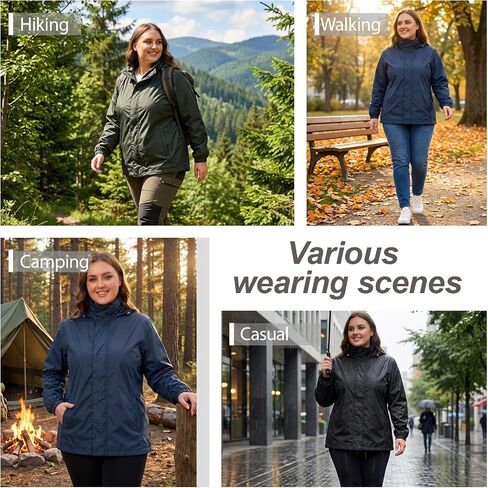 Women's Plus Size Rain Jacket Waterproof Windbreaker 1X-5X Wondproof Raincoat for Hiking Travel with Hood in Saudi Arabia