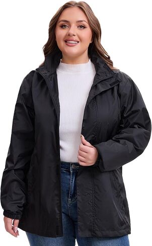 Women's Plus Size Rain Jacket Waterproof Windbreaker 1X-5X Wondproof Raincoat for Hiking Travel with Hood in Saudi Arabia