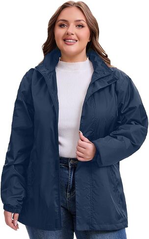 Women's Plus Size Rain Jacket Waterproof Windbreaker 1X-5X Wondproof Raincoat for Hiking Travel with Hood in Saudi Arabia