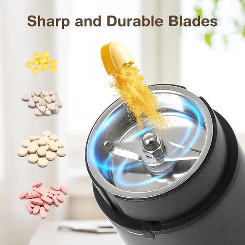 Vucchini Electric Pill Crusher Fine Powder Portable Stainless Steel Pill Grinder Pulverize Medication and Vitamin Tablets for Seniors, Pets (Black) in Saudi Arabia