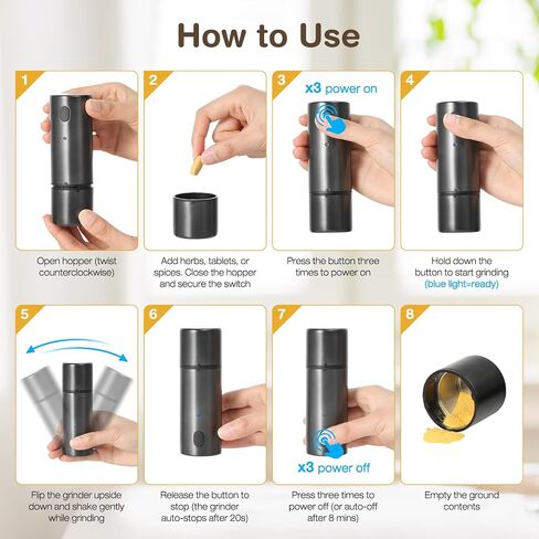 Vucchini Electric Pill Crusher Fine Powder Portable Stainless Steel Pill Grinder Pulverize Medication and Vitamin Tablets for Seniors, Pets (Black) in Saudi Arabia