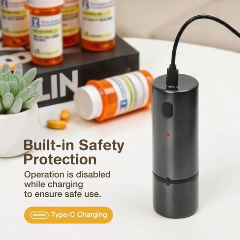 Vucchini Electric Pill Crusher Fine Powder Portable Stainless Steel Pill Grinder Pulverize Medication and Vitamin Tablets for Seniors, Pets (Black) in Saudi Arabia