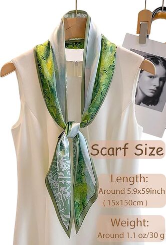 Silky Scarf for Women Soft Lightweight Long Head Scarves Fashion Accessory for Hair Neck Purse Scarfs Gift in Kuwait