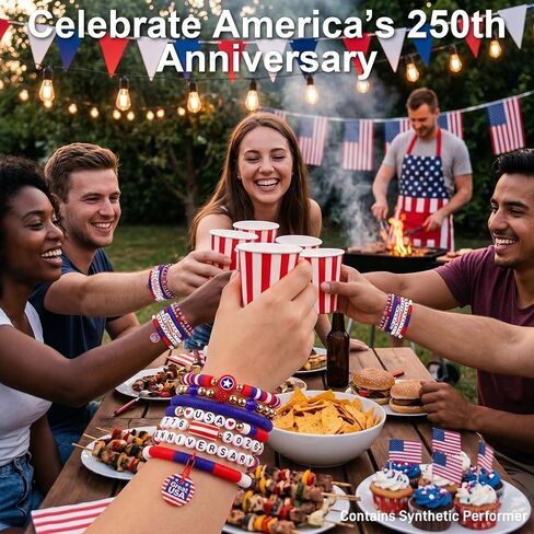 4th of July Outfits Accessories for Women Men, Patriotic Bracelets for 250th Independence Day Anniversary with Smart NFC Charms, America Fourth of July 250th Merchandise in Saudi Arabia