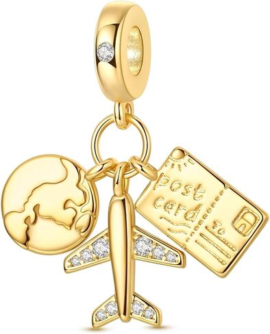 MULA 925 Sterling Silver Gold Dangle Charms for Bracelets and Necklace - Variety Pendant Beads for Bracelets and Necklace Jewelry, Travel Animal Nature Love Theme in Saudi Arabia