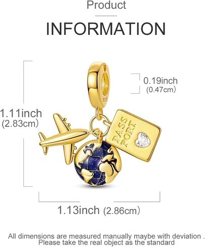 MULA 925 Sterling Silver Gold Dangle Charms for Bracelets and Necklace - Variety Pendant Beads for Bracelets and Necklace Jewelry, Travel Animal Nature Love Theme in Saudi Arabia