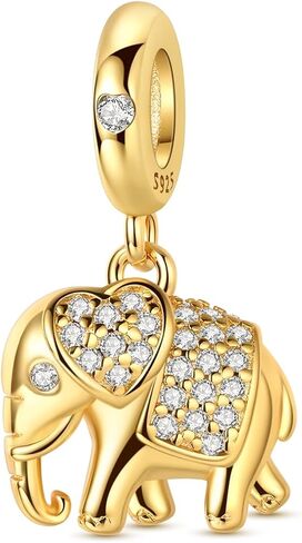 MULA 925 Sterling Silver Gold Dangle Charms for Bracelets and Necklace - Variety Pendant Beads for Bracelets and Necklace Jewelry, Travel Animal Nature Love Theme in Saudi Arabia