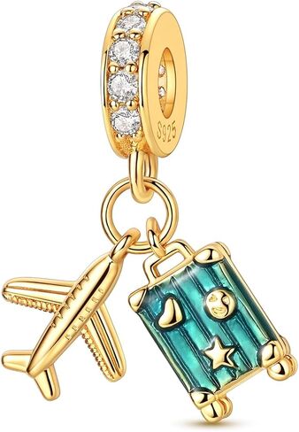 MULA 925 Sterling Silver Gold Dangle Charms for Bracelets and Necklace - Variety Pendant Beads for Bracelets and Necklace Jewelry, Travel Animal Nature Love Theme in Saudi Arabia