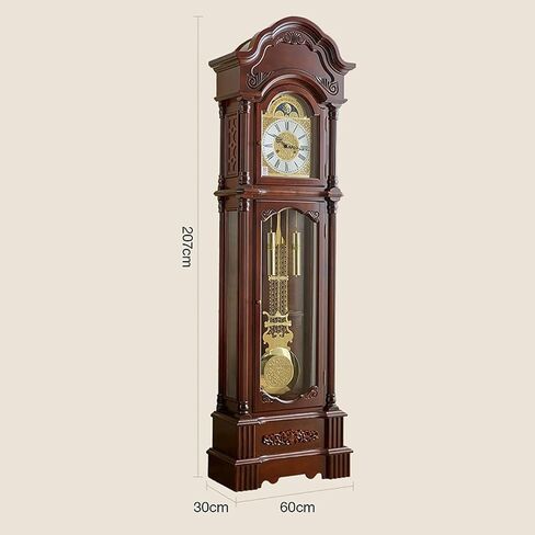 Grandfather Clocks Wood Grandfather Clock Floor Mechanical Pendulum Chimes for Villa Decor in Kuwait