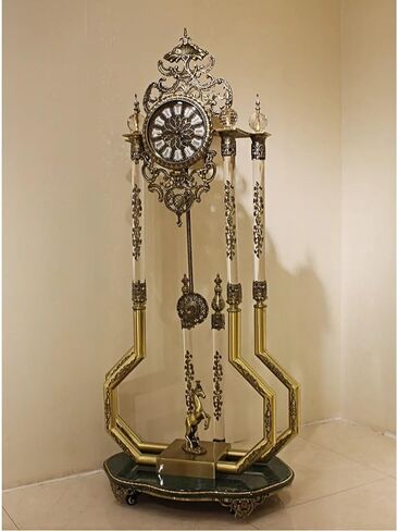 Grandfather Clocks Metal Floor Clock Mechanical European Style Ornate for Living Room in Kuwait