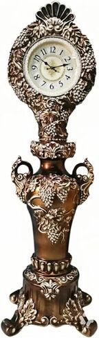 Grandfather Clocks Floor Clock Quartz Silent European Style Ornate for Living Room and Home(Brown) in Kuwait