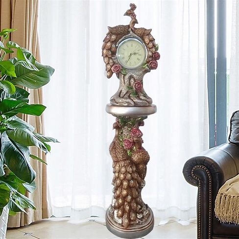 Grandfather Clocks Retro Grandfather Clock, Resin Peacock Statue Living Room Creative Fashion Decorative Big in Kuwait