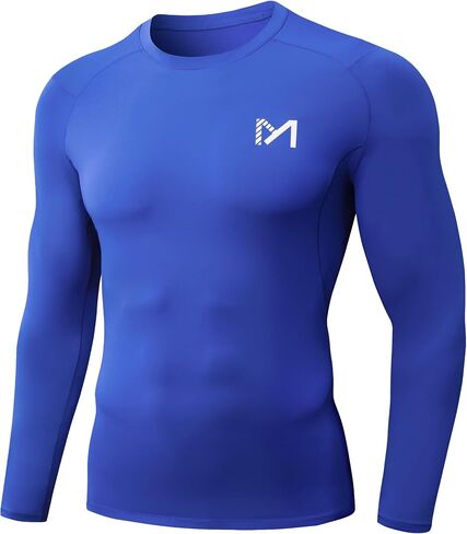 MEETYOO Men Compression Shirts, Athletic Workout UPF 50+ Long Short Sleeve Compression Base Layer Shirt for Running Gym in Saudi Arabia