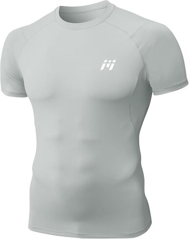 MEETYOO Men Compression Shirts, Athletic Workout UPF 50+ Long Short Sleeve Compression Base Layer Shirt for Running Gym in Saudi Arabia