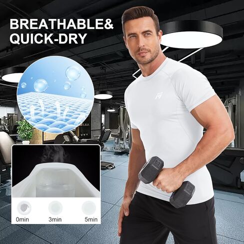MEETYOO Men Compression Shirts, Athletic Workout UPF 50+ Long Short Sleeve Compression Base Layer Shirt for Running Gym in Saudi Arabia