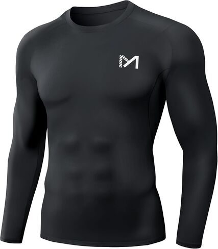 MEETYOO Men Compression Shirts, Athletic Workout UPF 50+ Long Short Sleeve Compression Base Layer Shirt for Running Gym in Saudi Arabia