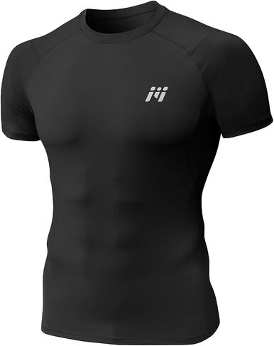 MEETYOO Men Compression Shirts, Athletic Workout UPF 50+ Long Short Sleeve Compression Base Layer Shirt for Running Gym in Saudi Arabia