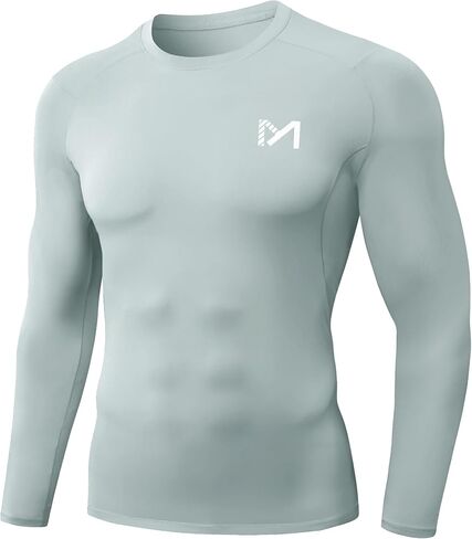 MEETYOO Men Compression Shirts, Athletic Workout UPF 50+ Long Short Sleeve Compression Base Layer Shirt for Running Gym in Saudi Arabia