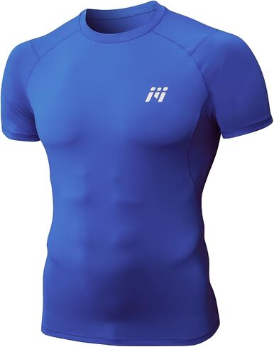 MEETYOO Men Compression Shirts, Athletic Workout UPF 50+ Long Short Sleeve Compression Base Layer Shirt for Running Gym in Saudi Arabia