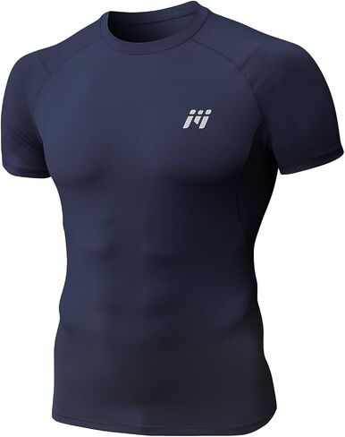 MEETYOO Men Compression Shirts, Athletic Workout UPF 50+ Long Short Sleeve Compression Base Layer Shirt for Running Gym in Saudi Arabia