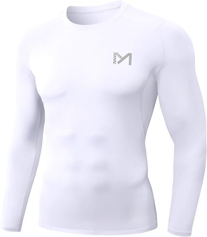 MEETYOO Men Compression Shirts, Athletic Workout UPF 50+ Long Short Sleeve Compression Base Layer Shirt for Running Gym in Saudi Arabia