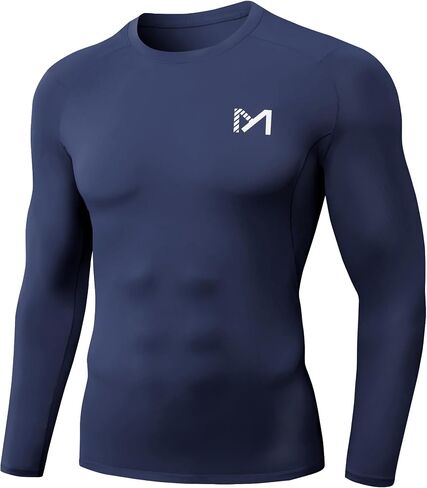 MEETYOO Men Compression Shirts, Athletic Workout UPF 50+ Long Short Sleeve Compression Base Layer Shirt for Running Gym in Saudi Arabia