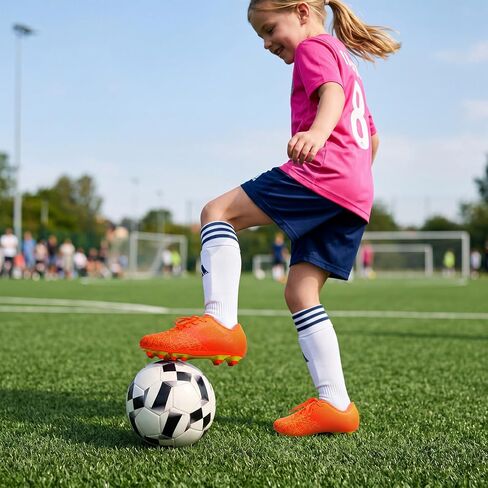 Unisex-Kids Firm Ground Soccer Cleats Boys Girls Athletic Outdoor Soccer Shoes for Toddler/Little Kid/Big Kid in Saudi Arabia