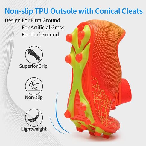 Unisex-Kids Firm Ground Soccer Cleats Boys Girls Athletic Outdoor Soccer Shoes for Toddler/Little Kid/Big Kid in Saudi Arabia