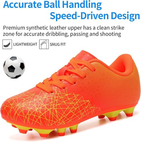 Unisex-Kids Firm Ground Soccer Cleats Boys Girls Athletic Outdoor Soccer Shoes for Toddler/Little Kid/Big Kid in Saudi Arabia