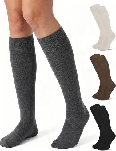 CTHH 4 Pairs Knee High Socks for Women - Soft Cotton Long Dress Socks Slouch Socks Boot for Casual Work Athletic Gifts in Saudi Arabia