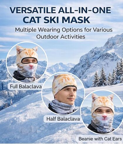3 Pack Cat Ski Mask Shiesty Balaclava Cute Funny Animal Face with Ears Fuzzy Kitty Suitable for Outdoor Activities in Kuwait