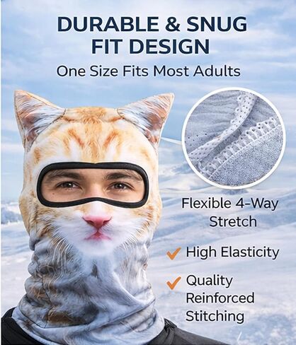 3 Pack Cat Ski Mask Shiesty Balaclava Cute Funny Animal Face with Ears Fuzzy Kitty Suitable for Outdoor Activities in Kuwait