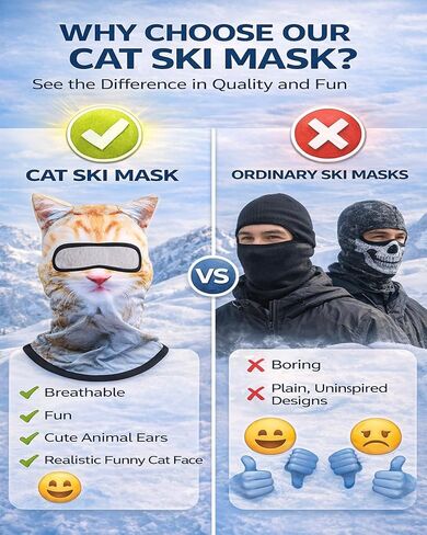 3 Pack Cat Ski Mask Shiesty Balaclava Cute Funny Animal Face with Ears Fuzzy Kitty Suitable for Outdoor Activities in Kuwait