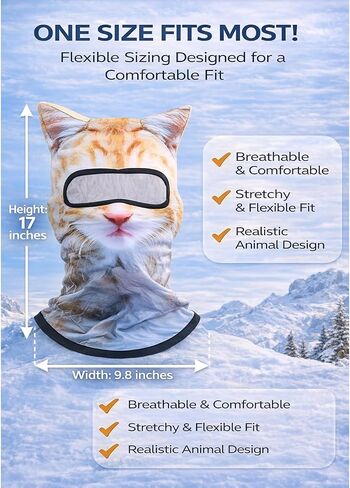 3 Pack Cat Ski Mask Shiesty Balaclava Cute Funny Animal Face with Ears Fuzzy Kitty Suitable for Outdoor Activities in Kuwait