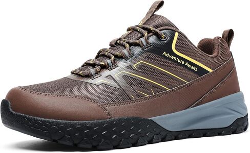 Men's Wide Width Hiking Shoes Waterproof Low Top Trail Running Shoes Orthopedic Arch Support Non Slip Lightweight Outdoor Walking Sneakers in Saudi Arabia