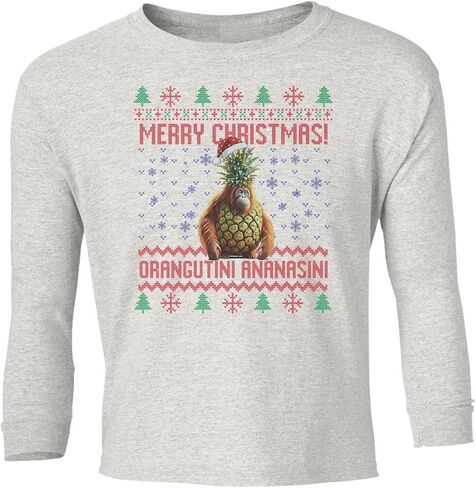 Orangutini Ananasini Xmas – Brainrot Christmas Ugly Youth Long Sleeve T-Shirt in Saudi Arabia