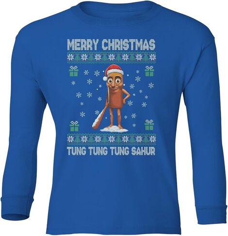 Tung Tung Sahur – Funny Merry Christmas Ugly Design Youth Long Sleeve T-Shirt in Saudi Arabia