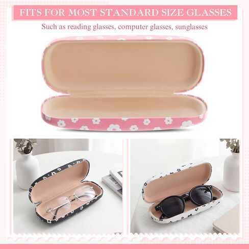Capoda 3 Pack Glasses Case For Women Sunglass Eyeglass Case Flower Hard Shell Cute PU Leather Glasses Holder Box with Cleaning Cloth Floral Kawaii Protective Holder for Girls Women Men Unisex in Kuwait