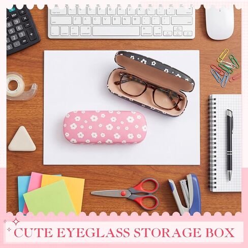 Capoda 3 Pack Glasses Case For Women Sunglass Eyeglass Case Flower Hard Shell Cute PU Leather Glasses Holder Box with Cleaning Cloth Floral Kawaii Protective Holder for Girls Women Men Unisex in Kuwait