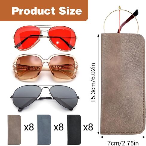 MAQUITA 24 Pcs Soft Leather Eyeglass Bags Portable Unisex Glasses Pouch Multiple Pens Sleeve Case Classic Color for Business Men Women Teen Student Scholars, Multicolor in Kuwait