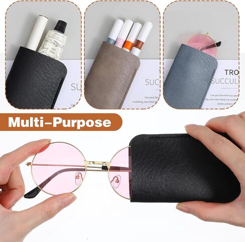 MAQUITA 24 Pcs Soft Leather Eyeglass Bags Portable Unisex Glasses Pouch Multiple Pens Sleeve Case Classic Color for Business Men Women Teen Student Scholars, Multicolor in Kuwait