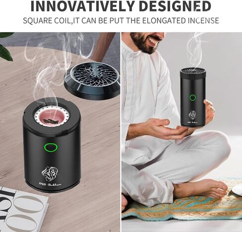 Car Electric Incense Burner, Electric Incense Burner, Portable USB Rechargeable bakhoor Burner for Home Use (Black-1) in Kuwait