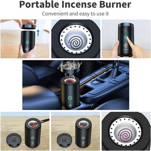 Car Electric Incense Burner, Electric Incense Burner, Portable USB Rechargeable bakhoor Burner for Home Use (Black-1) in Kuwait