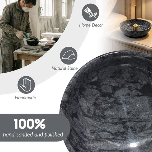 Natural Marble Incense Holder, 4.72 Incense Holder for Sticks with 9 Holes, Handmade Incense Burner for use in Meditation/Palo Santo/Sage/Cone (Black) in Saudi Arabia