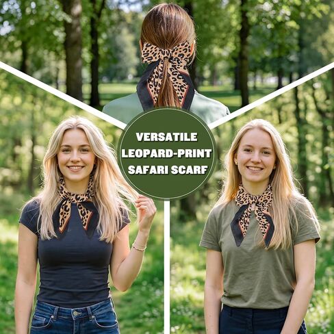 Horolam Safari Costume Accessories, Safari Hat Zoo Keeper Jungle Explorer Outfit with Leopard Scarf Binocular Sunglasses for Adult Halloween Dress up (4 PCS) in Saudi Arabia