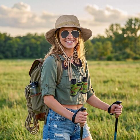 Horolam Safari Costume Accessories, Safari Hat Zoo Keeper Jungle Explorer Outfit with Leopard Scarf Binocular Sunglasses for Adult Halloween Dress up (4 PCS) in Saudi Arabia