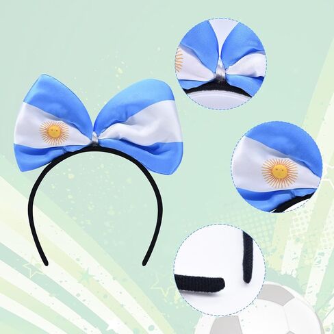 Argentina Soccer Fan Accessories Set for Adults – Argentina Flag Bow Headband, Soccer Ball Earrings, Tattoo Stickers and Cheer Wand for Football Game Day, Sports Party and Team Support in Saudi Arabia