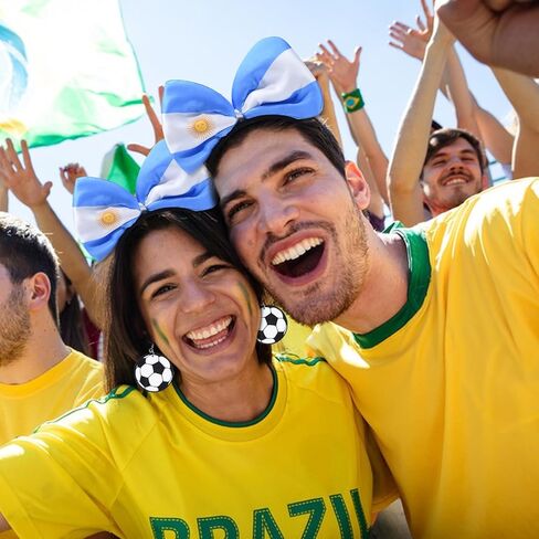 Argentina Soccer Fan Accessories Set for Adults – Argentina Flag Bow Headband, Soccer Ball Earrings, Tattoo Stickers and Cheer Wand for Football Game Day, Sports Party and Team Support in Saudi Arabia